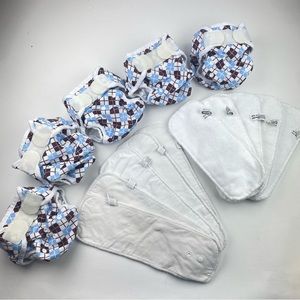 Thirsties brown/blue Diamond pattern cloth diaper lot
